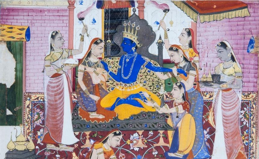 Bhairava Raga: Lord Krishna Enthroned And Adored